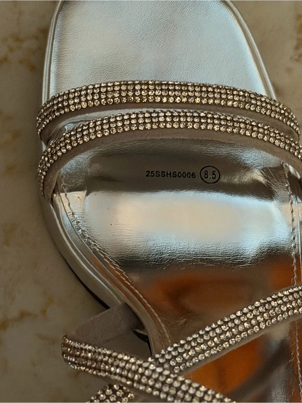 CellenzSilver Rhinestone Wrap-Ankle Block Heel Sandals